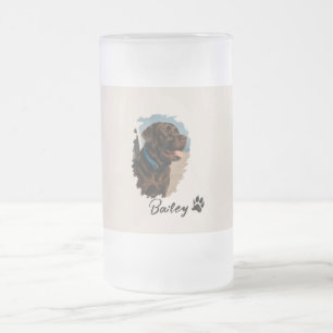 Caneca De Cerveja Vidro Jateado Cachorro Labrador de Chocolate Bonito - Bailey P