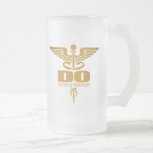 Caneca De Cerveja Vidro Jateado Caduceus Dourado (FAÇA)