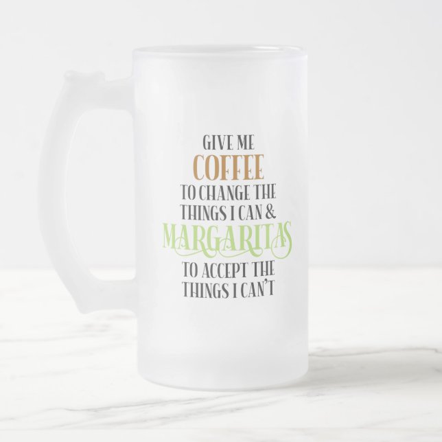 Caneca De Cerveja Vidro Jateado Café e Margarita Lover Engraçado Dizendo (Esquerda)