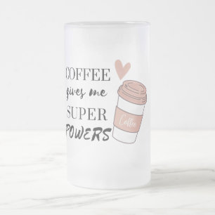Caneca De Cerveja Vidro Jateado Café me dá super poderes