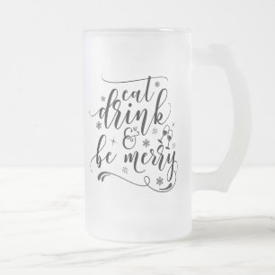 Caneca De Cerveja Vidro Jateado Caligrafia, beba e seja Feliz