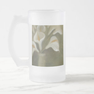 Caneca De Cerveja Vidro Jateado Calla Corta Flores Em Vaso Artístico-Vazio