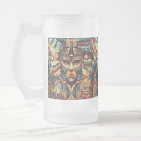 Cama de vidro "Mesoamerican Motif" azul gelada