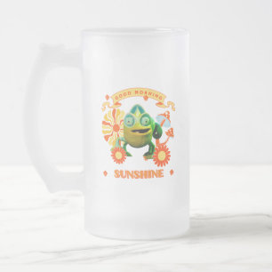 Caneca De Cerveja Vidro Jateado Camaleão Engraçado Bom Dia Sol Retro Arte