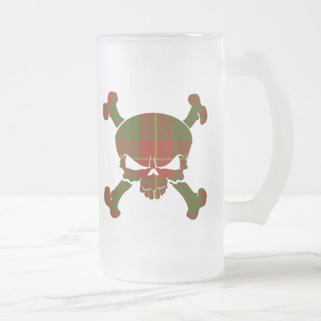 Caneca De Cerveja Vidro Jateado Cameron Tartan Skull No Banner Mug (Direita)