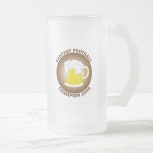 Caneca De Cerveja Vidro Jateado Campeão 2009 do futebol da fantasia