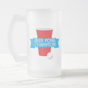 Caneca De Cerveja Vidro Jateado campeão de cerveja pong