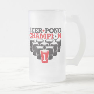 Caneca De Cerveja Vidro Jateado Campeão de Pong da cerveja