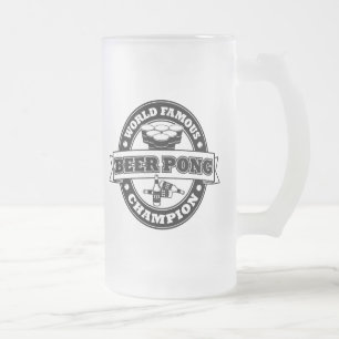 Caneca De Cerveja Vidro Jateado Campeão de Pong da cerveja