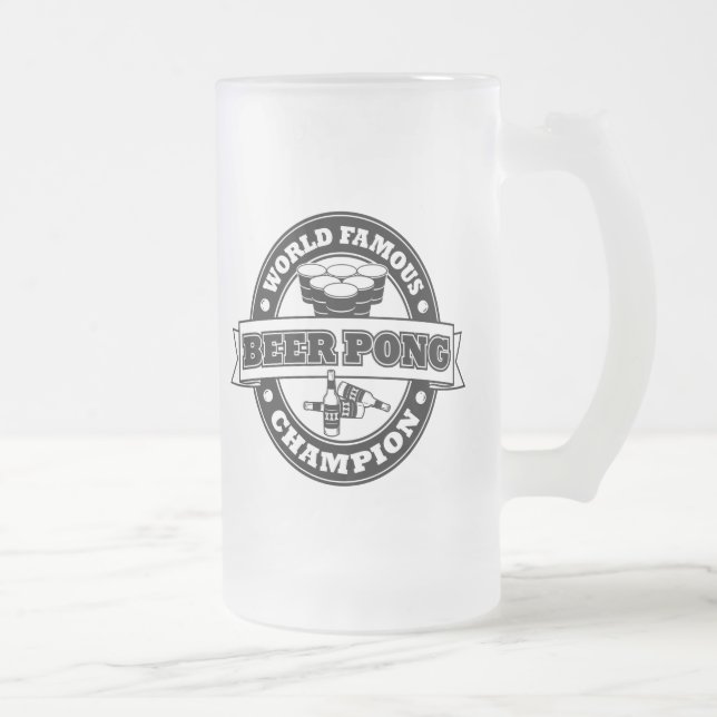 Caneca De Cerveja Vidro Jateado Campeão de Pong da cerveja (Direita)