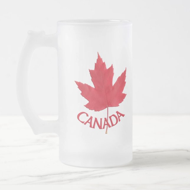 Caneca De Cerveja Vidro Jateado Canadá Beer Mug Canada Mapeia óculos de Souvenir F (Esquerda)