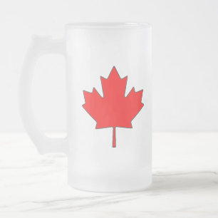 Caneca De Cerveja Vidro Jateado Canadá com Caneca de Vidro Nevado Folhas