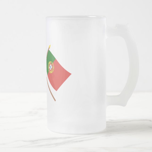 Caneca De Cerveja Vidro Jateado Canadá e bandeiras cruzadas Portugal (Direita)