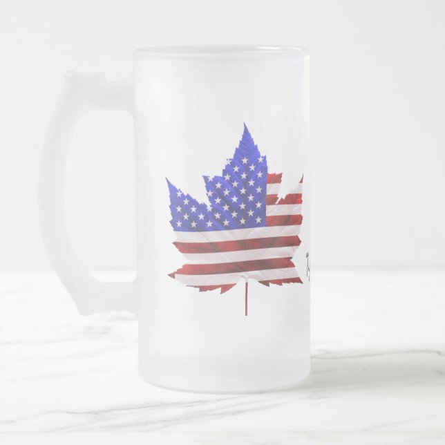 Caneca De Cerveja Vidro Jateado Canadá EUA Mugs EUA / Canadá (Esquerda)