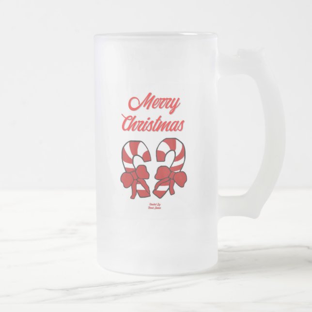 Caneca De Cerveja Vidro Jateado Canas de Natal de Vidro Grande de Fosco (Direita)