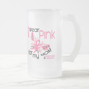 Caneca De Cerveja Vidro Jateado Cancro da mama EU VISTO o ROSA PARA MINHA MAMÃ 45