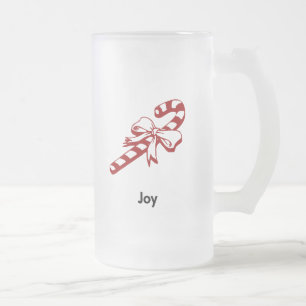 Caneca De Cerveja Vidro Jateado Candy Cane Joy