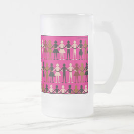 Caneca De Cerveja Vidro Jateado "Caneca da cor das bonecas de papel" da