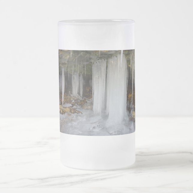 Caneca De Cerveja Vidro Jateado Caneca De Vidro De Fosco De Caverna Congelada (Centro)