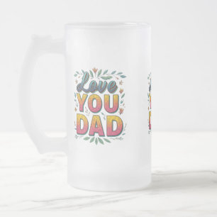 Caneca De Cerveja Vidro Jateado Caneca de Vidro Fosco 16 oz - "Te Amo, Papai