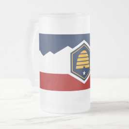 Caneca De Cerveja Vidro Jateado Caneca de Vidro Fosco com a bandeira de Utah, EUA