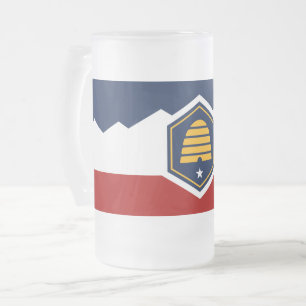 Caneca De Cerveja Vidro Jateado Caneca de Vidro Fosco com a bandeira de Utah, EUA