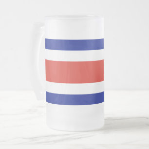 Caneca De Cerveja Vidro Jateado Caneca de Vidro Fosco com bandeira da Costa Rica