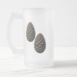 Caneca De Cerveja Vidro Jateado Caneca de Vidro Fosco com Desenho de Pinha – 473 m