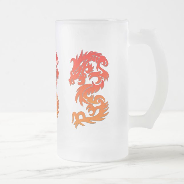 Caneca De Cerveja Vidro Jateado Caneca de Vidro Fosco Dragão Chinês (Direita)