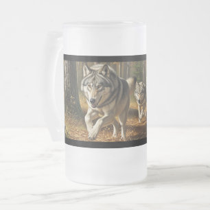 Caneca De Cerveja Vidro Jateado Caneca de Vidro Fosco Lobo estilo 1