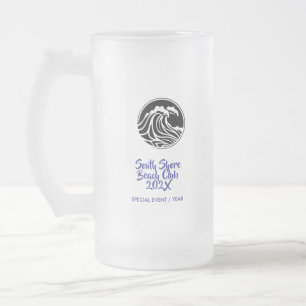 Caneca De Cerveja Vidro Jateado Caneca de Vidro Fosco Onda do Oceano – Praia Coste