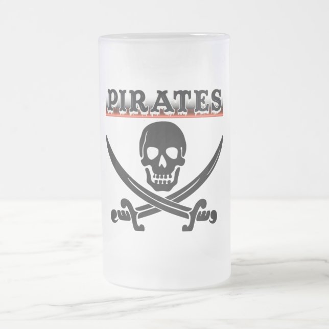 Caneca De Cerveja Vidro Jateado Caneca de Vidro Fosco Piratas (Centro)
