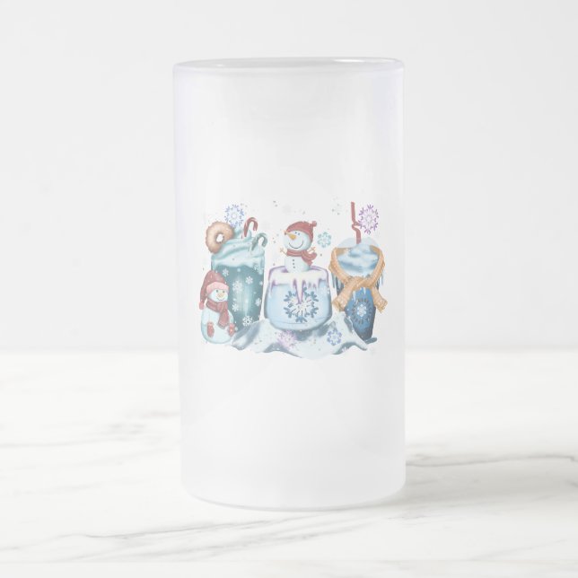 Caneca De Cerveja Vidro Jateado Caneca de Vidro Homem de Neve (Centro)