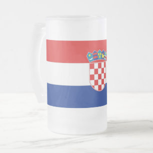 Caneca De Cerveja Vidro Jateado Caneca do vidro de fosco com a bandeira de Croatia