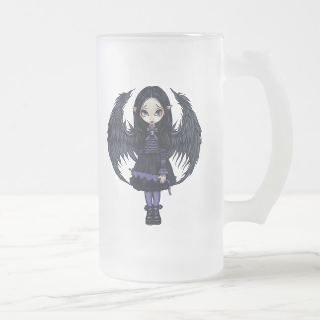 Caneca De Cerveja Vidro Jateado "Caneca dos corações de papel roxos" (Direita)