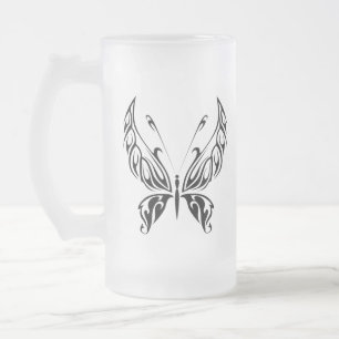 Caneca De Cerveja Vidro Jateado Caneta Silhueta de Borboleta