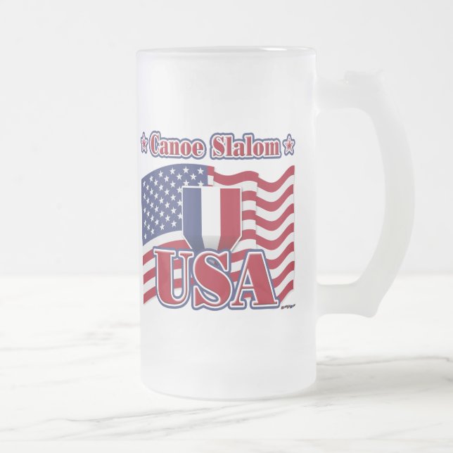 Caneca De Cerveja Vidro Jateado Canoar Slalom EUA (Direita)