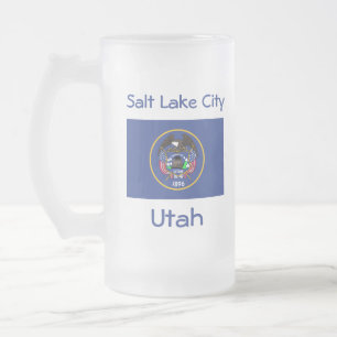 Caneca De Cerveja Vidro Jateado Canug de Cidade do Mapa de Sinalizador de Utah