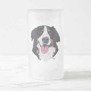 Caneca De Cerveja Vidro Jateado Cão de Montanha Bernês