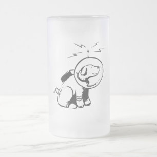 Caneca De Cerveja Vidro Jateado Cão do espaço