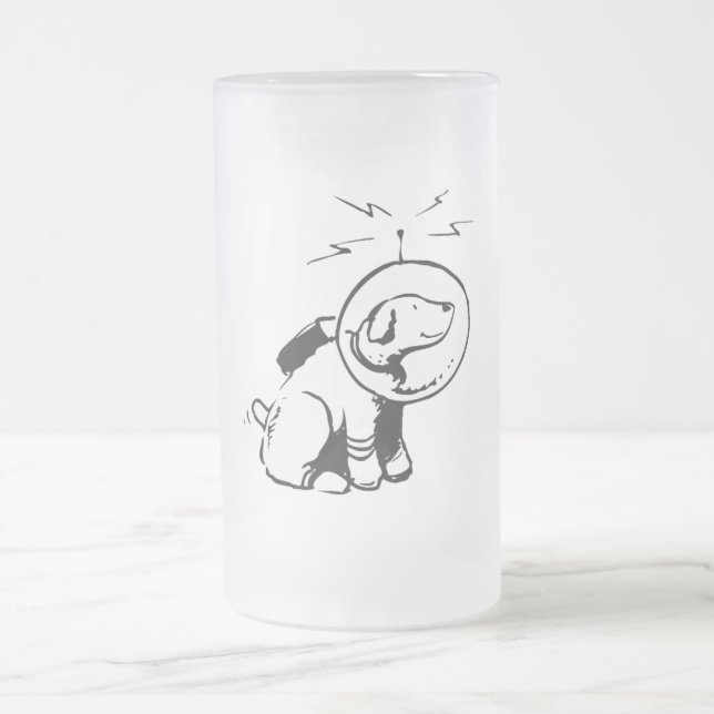 Caneca De Cerveja Vidro Jateado Cão do espaço (Centro)