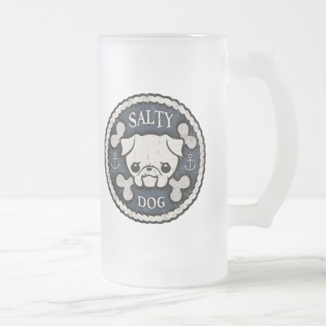 Caneca De Cerveja Vidro Jateado Cão salgado - BD (Direita)