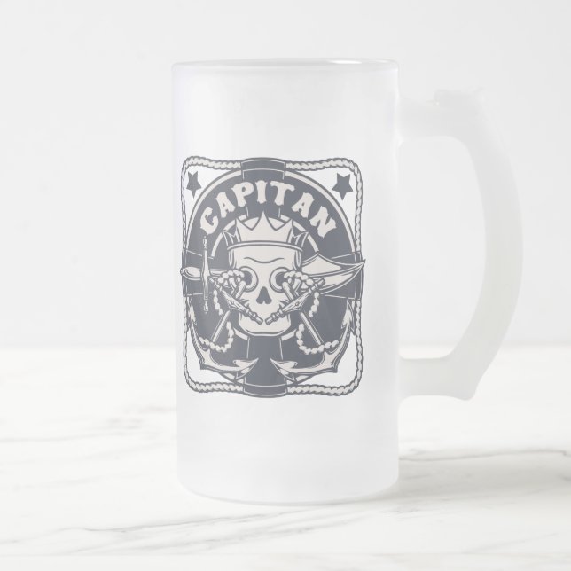 Caneca De Cerveja Vidro Jateado Capitã (Direita)