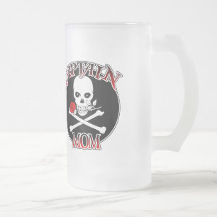 Caneca De Cerveja Vidro Jateado Capitão Mãe Mug
