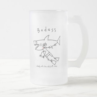 Caneca De Cerveja Vidro Jateado Cara do tubarão de Badass