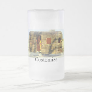 Caneca De Cerveja Vidro Jateado Caravana de madeira clássica de conserva