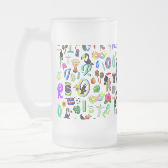 Caneca De Cerveja Vidro Jateado Carnaval (Esquerda)