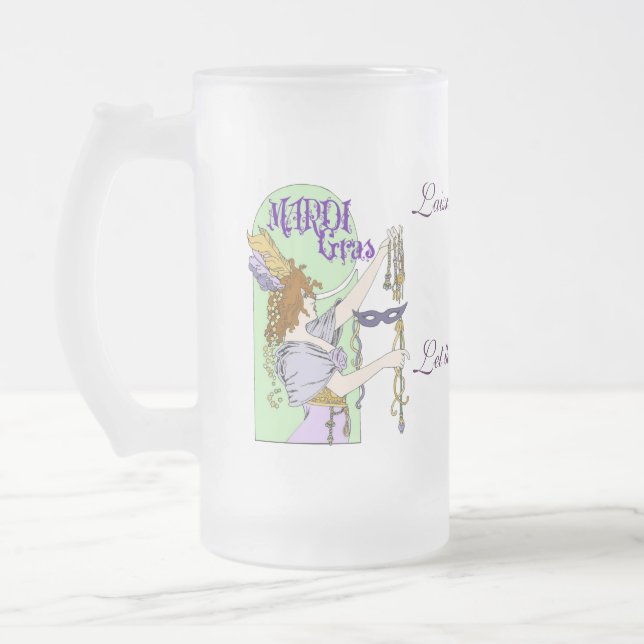 Caneca De Cerveja Vidro Jateado Carnaval de Mucha (Esquerda)