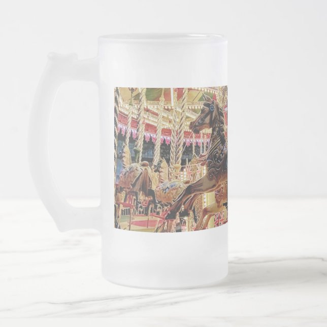 Caneca De Cerveja Vidro Jateado Carousal (Esquerda)
