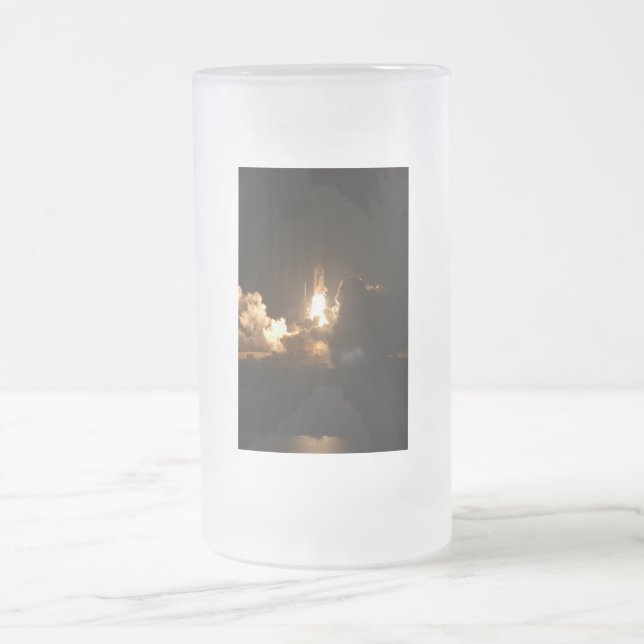 Caneca De Cerveja Vidro Jateado Carro espacial Terra nave espacial Noite Canva (Centro)